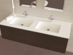 Plan vasque lavabo sur mesure : L 120 à 201 x P 40 à 51 cm, finition lisse mate, 10 couleurs au choix, Anti bactérien, résine Akrytan® teinté dans la masse, Livraison Offerte.